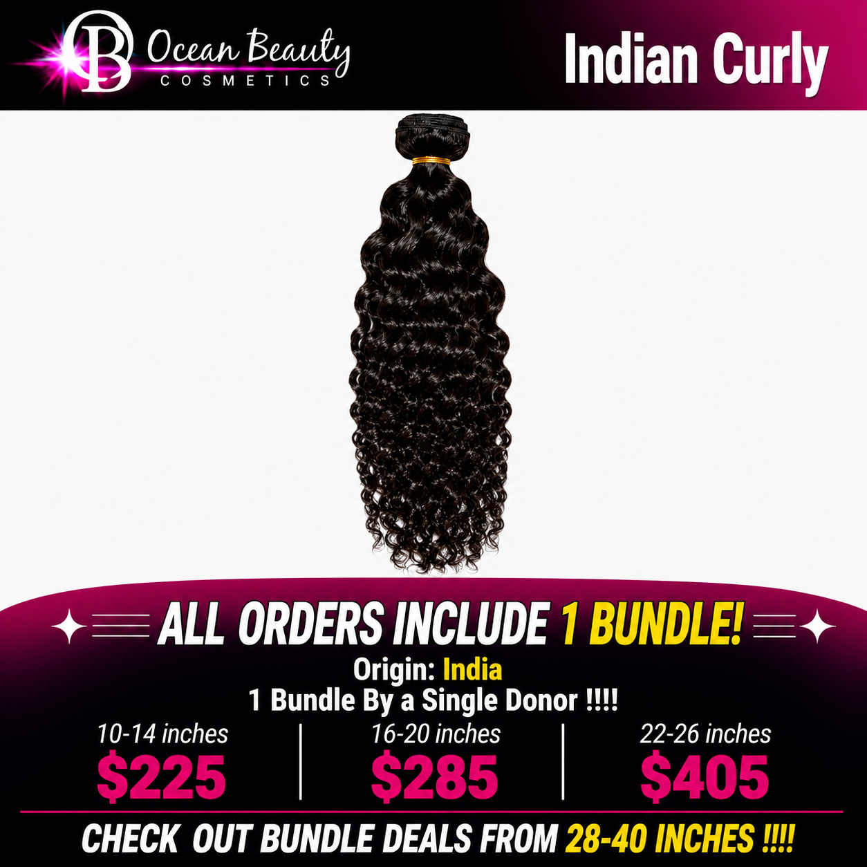 Ocean Beauty Indian Curly individual virgin human hair bundle