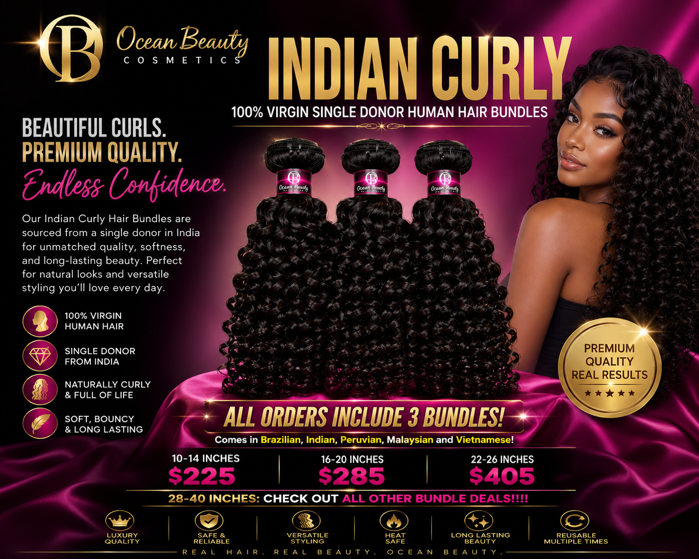 Virgin Human Hair Bundles | Ocean Beauty Cosmetics