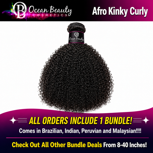 Afro Kinky Curly Virgin Human Hair Bundle by Ocean Beauty Cosmetics