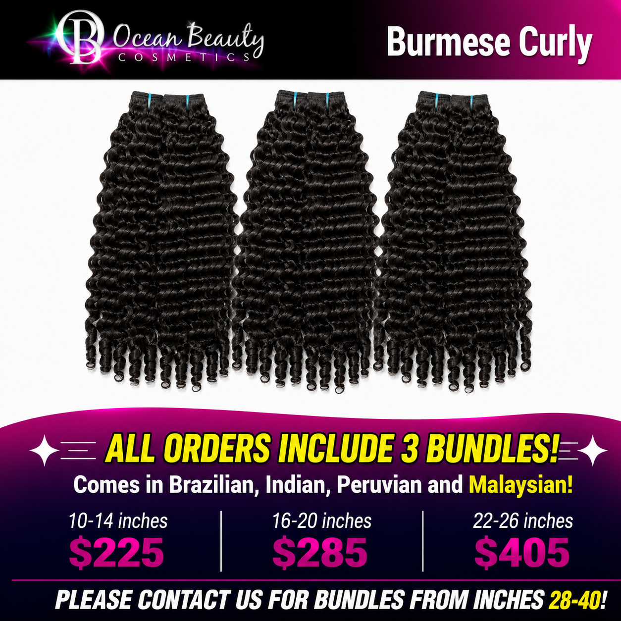 Ocean Beauty Luxury Collection™ Burmese Curly 3-Bundle Deal