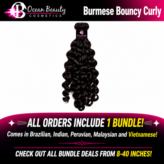 Burmese Bouncy Curly Virgin Human Hair Bundle by Ocean Beauty Cosmetics
