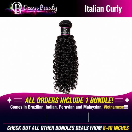Italian Curly Virgin Human Hair Bundle by Ocean Beauty Cosmetics