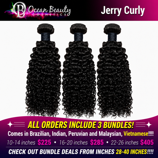 Ocean Beauty Jerry Curly three-bundle virgin human hair deal
