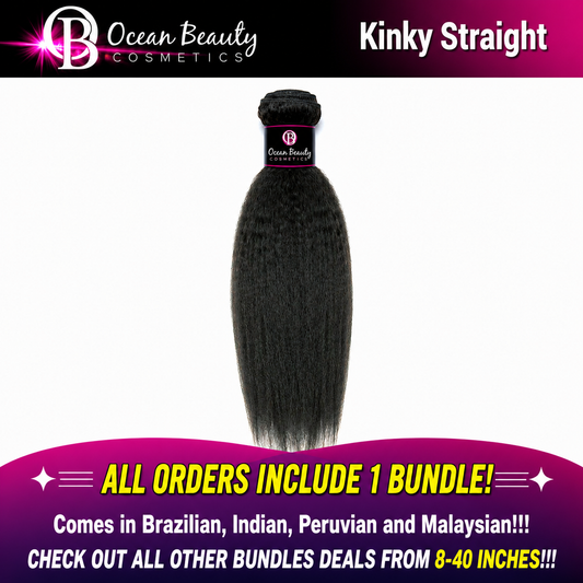 Kinky Straight Virgin Human Hair Bundle by Ocean Beauty Cosmetics