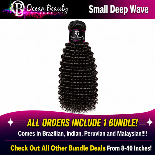 Small Deep Wave Virgin Human Hair Bundle by Ocean Beauty Cosmetics