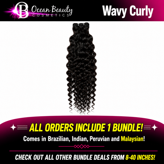 Wavy Curly Virgin Human Hair Bundle by Ocean Beauty Cosmetics