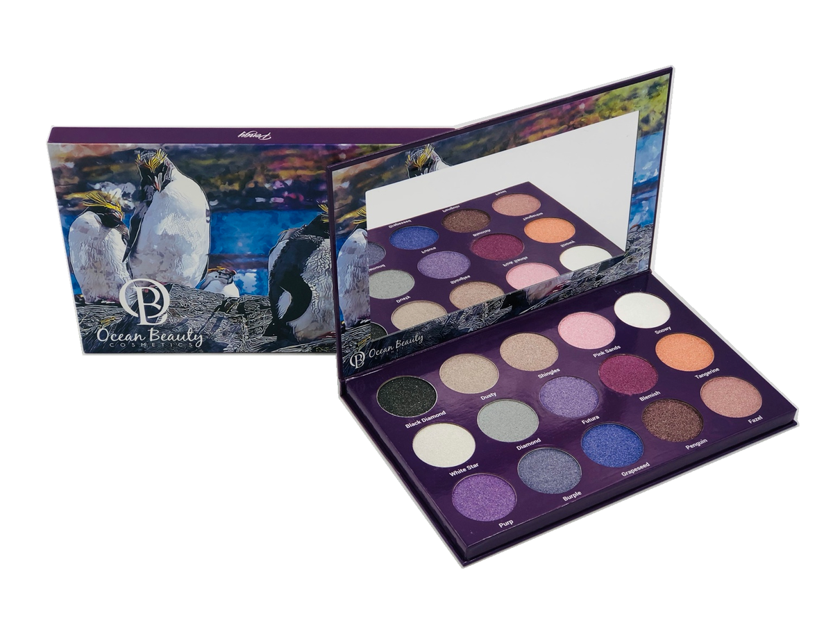 Ocean Beauty Cosmetics Pengy original product photo on white background, palette with packaging