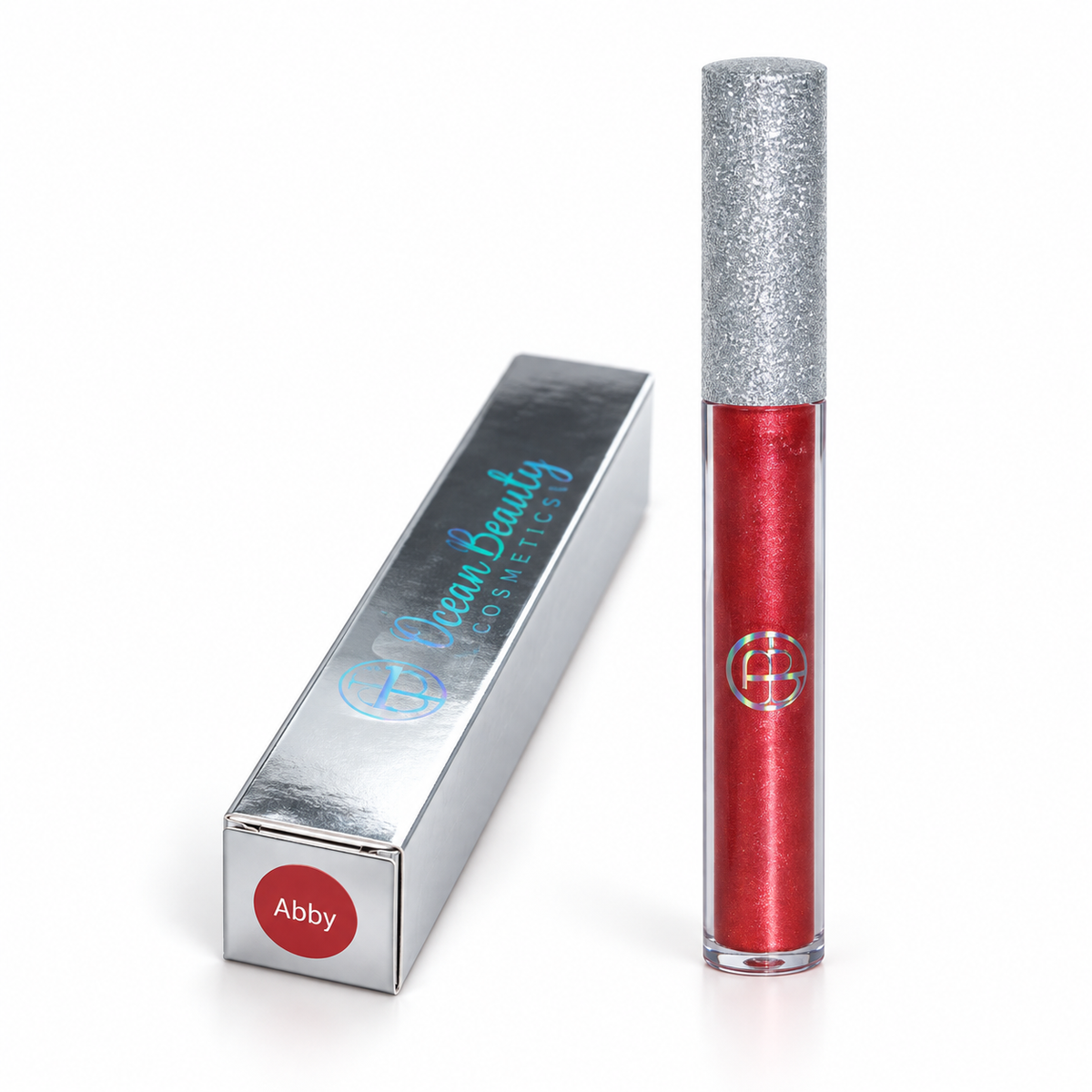 Ocean Beauty Strobe Lip Gloss in Abby, angled box view